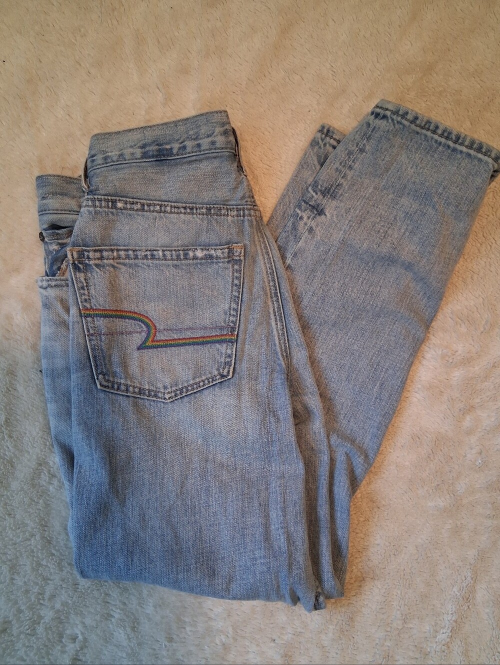 Rainbow Embroidered American Eagle Jeans